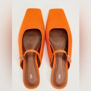ZARA orange ballet inspired flats